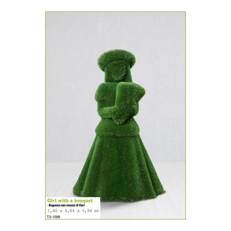 Ragazza con mazzo di fiori MT 1,46 X 0,84 X 0,94